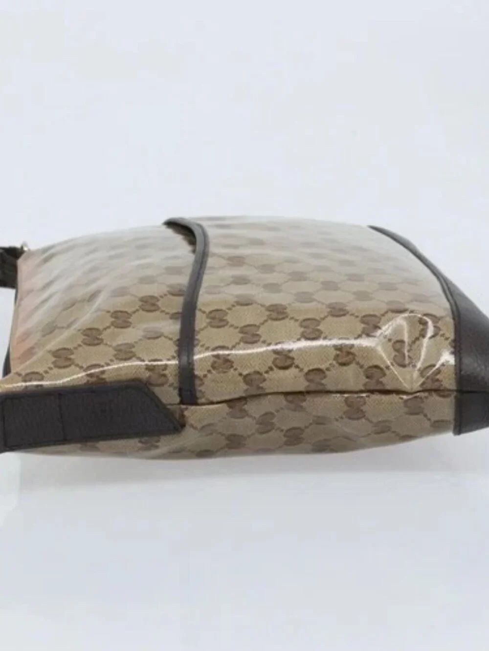 GUCCI GG Crystal Shoulder Bag Coated Canvas Beige Gold 374411 Auth SW2277A